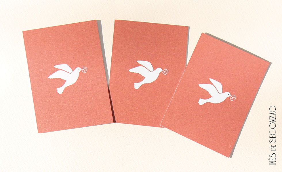 3 cartes Message colombe  - 379