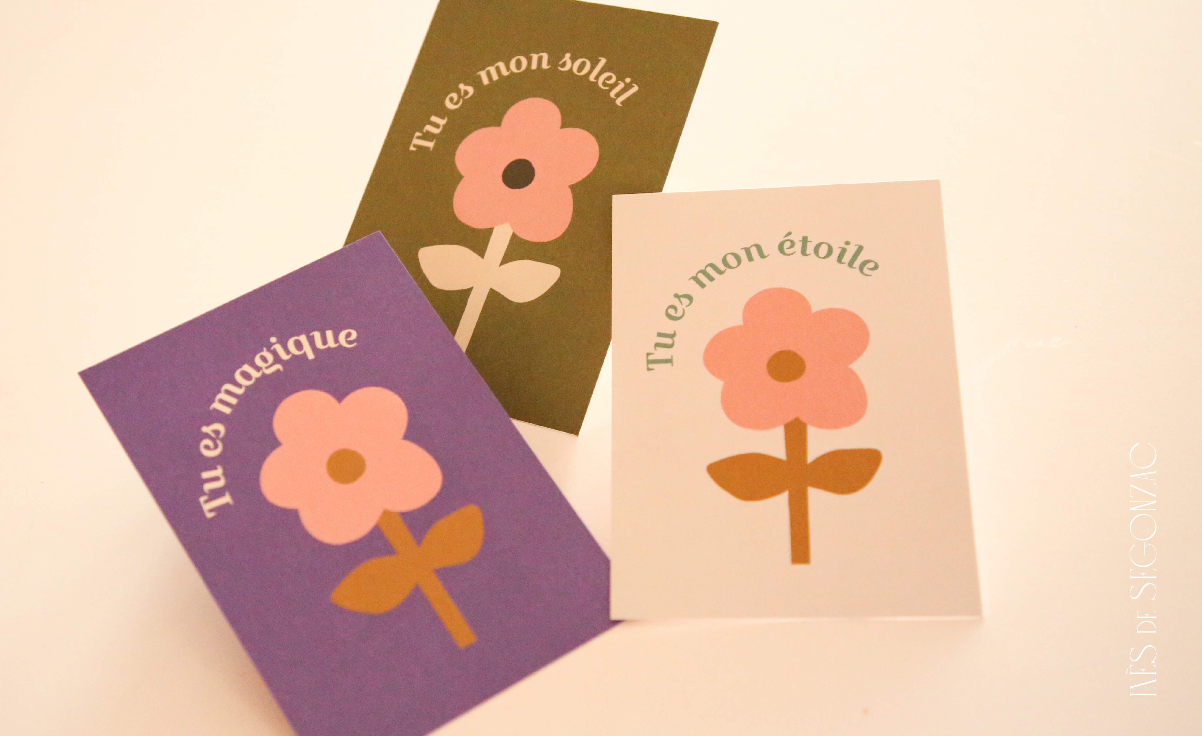 3 cartes fleurs - 1969