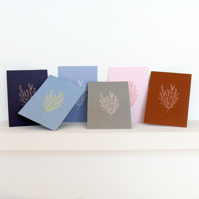 6 cartes Jolie feuille