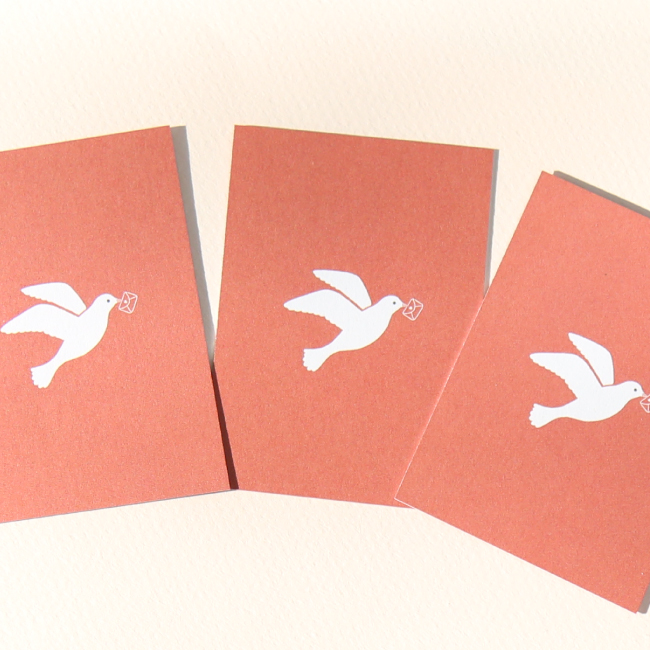 3 cartes Message colombe 