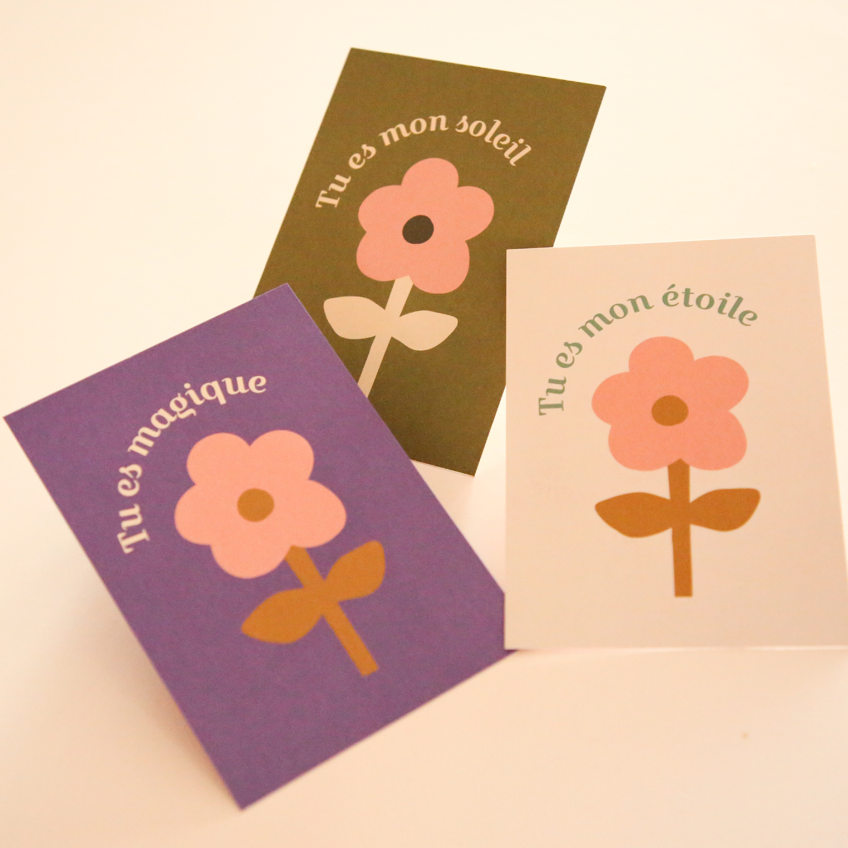 3 cartes fleurs