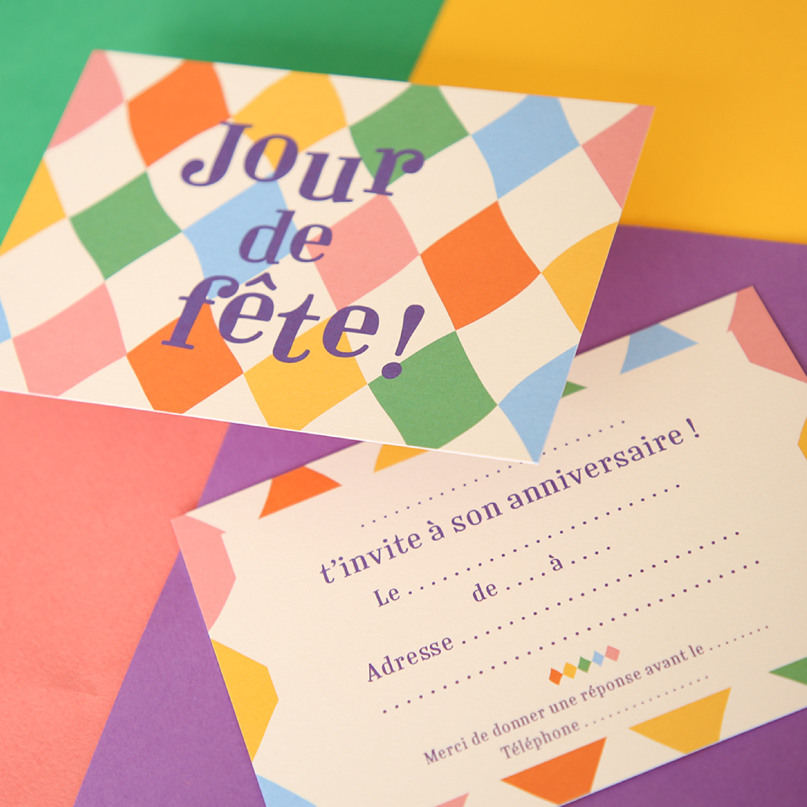 8 cartes d'invitation anniversaire - Jour de fête ! 