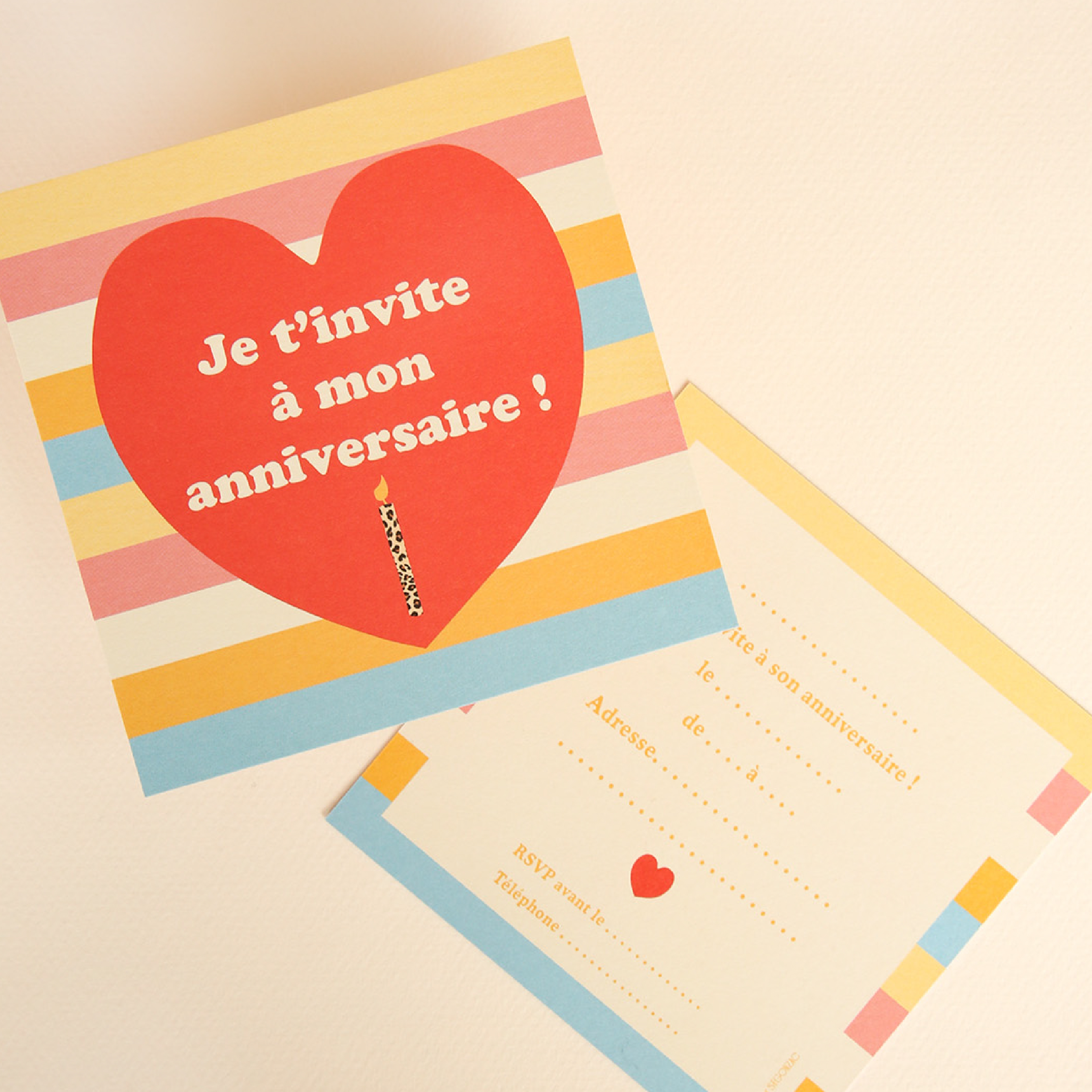 8 cartes d'invitation anniversaire